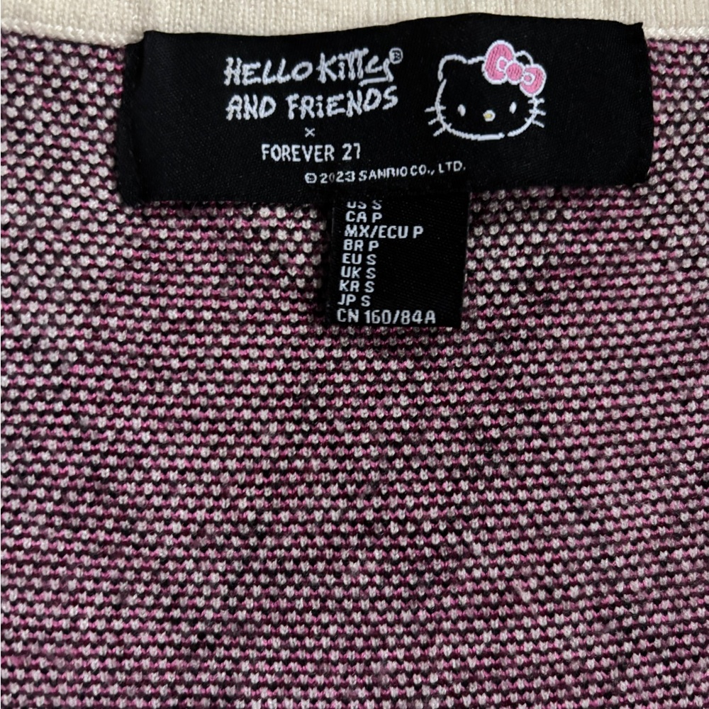 Hello Kitty & Friends Oversized Argyle Cardigan V-neck Button Up Sweater Size S - Picture 5 of 12